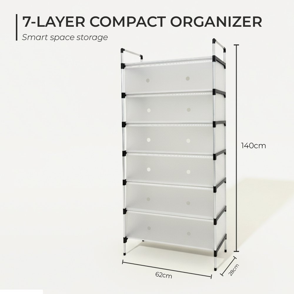 Ferixo™ Seven Tier Transparent Shoe Rack | Large-Capacity Dust-Proof Shoe Organizer - Image 2