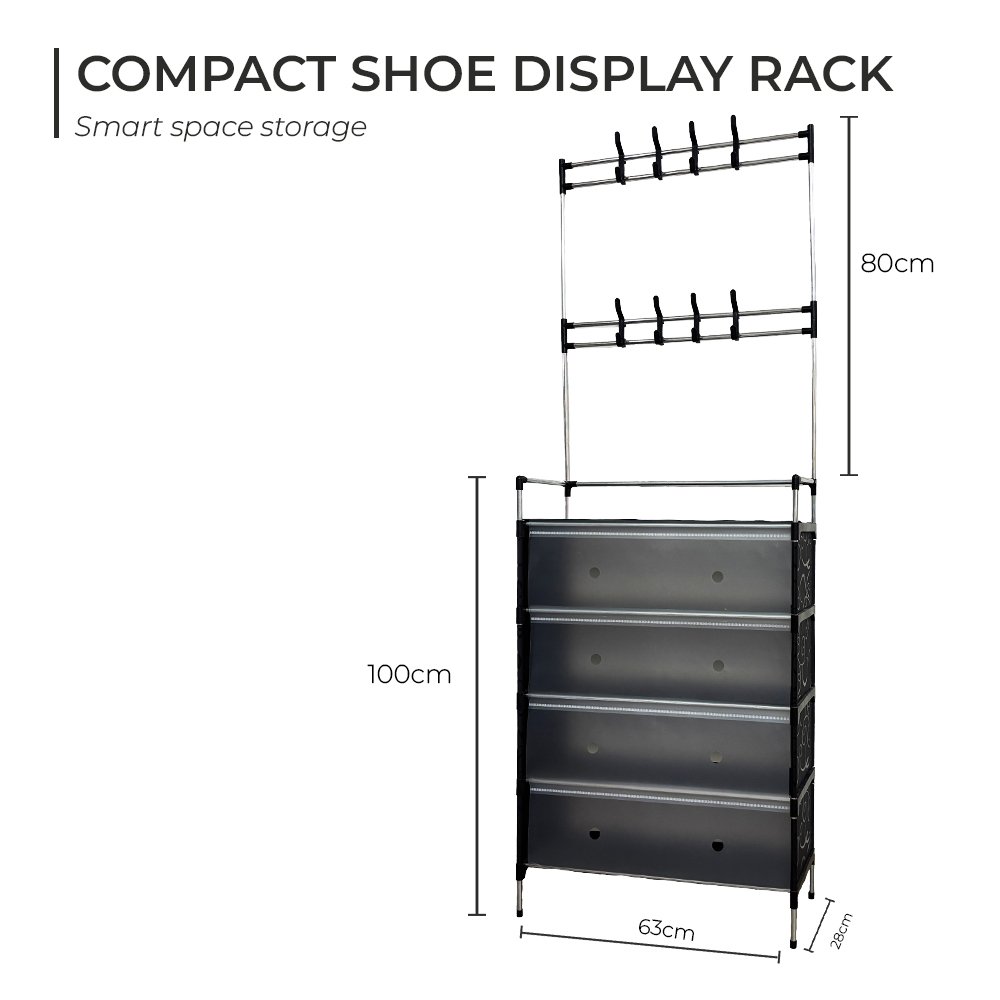 Ferixo™ Multi-Layer Shoes Organizer – Shoe Rack +Hanger Combo | DIY Storage Shelf for Clothes, Bags & Footwear - Image 2