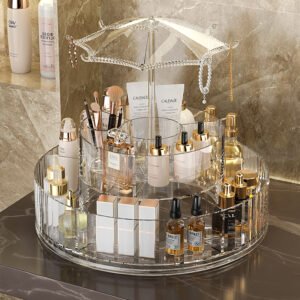 360° Rotating Transparent Cosmetic Organizer – Premium Acrylic Makeup Display Stand for Vanity, Dresser & Bathroom - Image 5