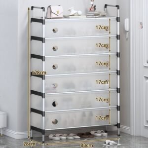7-Layer Transparent Shoe Rack | Large-Capacity Dust-Proof Shoe Organizer
