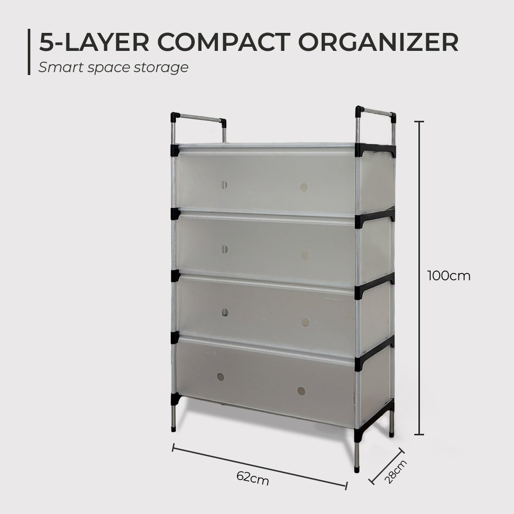Ferixo™ Five Tier Transparent Shoe Rack | Space-Saving Footwear Organizer for Home - Image 2
